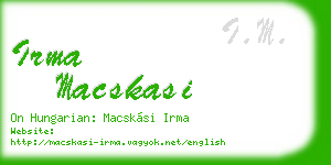 irma macskasi business card